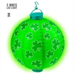 Lampion Lumineux Saint Patrick Vert Avec Trèfles