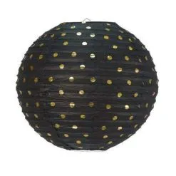 Lanterne Japonaise Noire à Pois 35 Cm