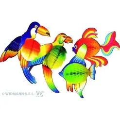 LOT DE 2 DECORS POISSON TROPICAL OU PERROQUETS
