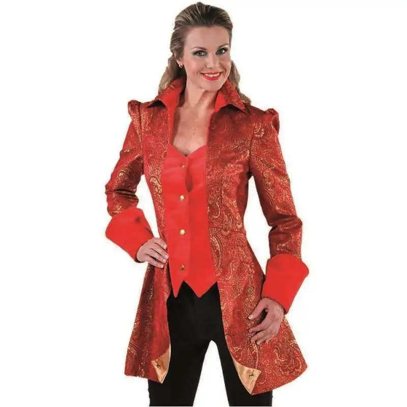 Veste Premium Adulte Baroque Avec Gilet Rouge Et Or Femme 1 Veste Premium Adulte Baroque Avec Gilet Rouge Et Or Femme