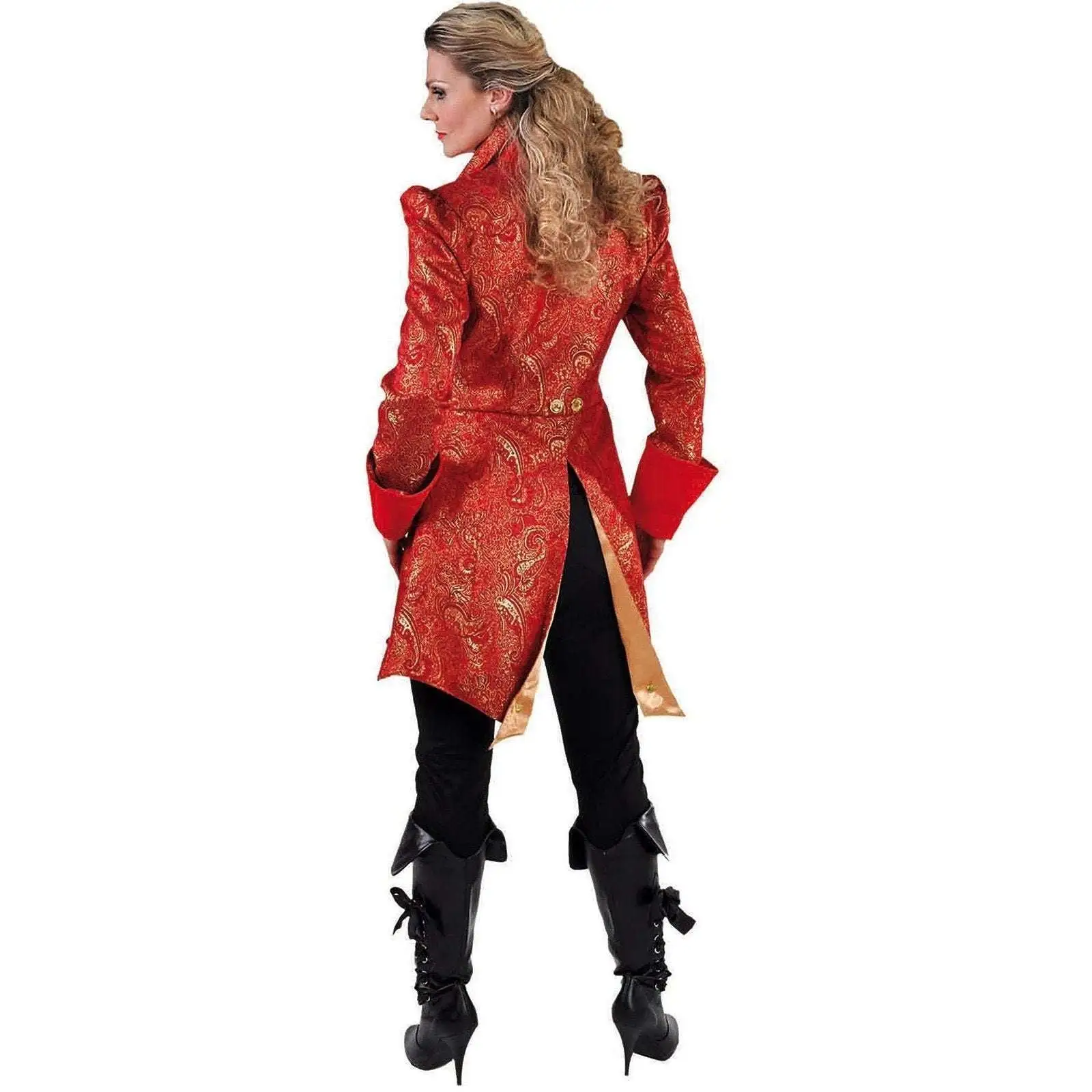 Veste Premium Adulte Baroque Avec Gilet Rouge Et Or Femme 2 Veste Premium Adulte Baroque Avec Gilet Rouge Et Or Femme – Image 2