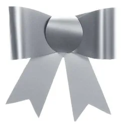 PETIT NOEUD AUTOCOLLANT ARGENT SACHET DE 4 PIÈCES 5 X 4.5 CM