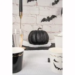Petite Citrouille Noire à Paillettes 10 Cm