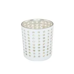 PHOTOPHORE MINI ETOILES BLANC/CHAMPAGNE 8 X 7CM