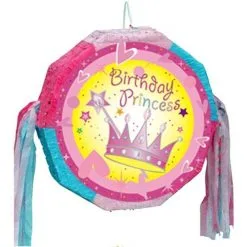 PINATA A TIRER ANNIVERSAIRE PRINCESSE ROND 50CM