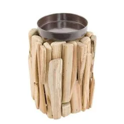 PORTE BOUGIE BOIS FLOTTE DIAMETRE 9 CM HAUTEUR 16 CM