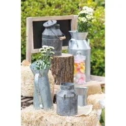 Pot à Lait En Zinc Avec Couvercle 9 X 22 Cm