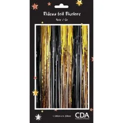 Rideau Frangé Métallisé 100 X 200 Cm - Noir Et Or