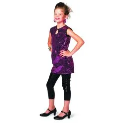 ROBE DISCO A PAILLETTES ROSE ENFANT T116 CM