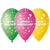 SACHET 10 BALLONS JOYEUX ANNIVERSAIRE MULTI TOUT AUTOUR DIAMETRE 30CM