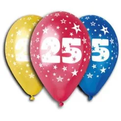 SACHET DE 10 BALLONS METAL MULTI NOMBRE 25
