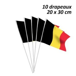 Sachet De 10 Drapeaux En Plastique Belgique 20 X 30 Cm