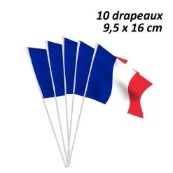 Sachet De 10 Drapeaux En Plastique France 9,5 X 16 Cm