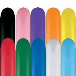 SACHET DE 100 BALLONS À MODELER MULTICOLORES CLASSIQUE 260Q QUALATEX©