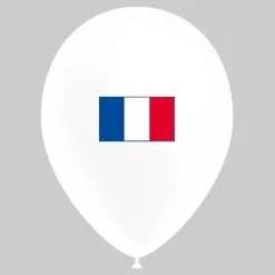 SACHET DE 100 BALLONS DE 28 CM 11" BLANC DRAPEAU FRANCE BALLOONIA®