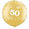 SACHET DE 2 BALLONS DORÉ CHIFFRE 50 3' QUALATEX©