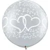 Sachet De 2 Ballons En Latex Coeurs Entrelacés Argent 3' 86 Cm Qualatex®