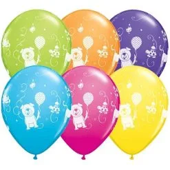 SACHET DE 25 BALLONS ADORABLES ANIMAUX 11" 28 CM QUALATEX®