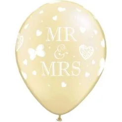 SACHET DE 25 BALLONS MR & MRS PEARL IVOIRE 11" QUALATEX™