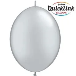 SACHET DE 50 BALLONS QUICKLINK ARGENT 12" 30 CM QUALATEX
