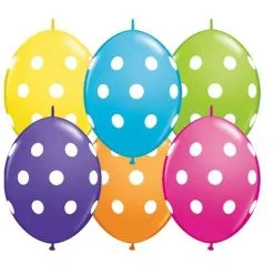 SACHET DE 50 BALLONS QUICKLINK MULTICOLORES POIS TROPICAL 12" 30 CM QUALATEX©