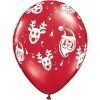 SACHET DE 6 BALLONS ROUGES RENNES ET PERE NOEL 11" QUALATEX
