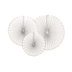 Set De 3 éventails Blancs Et Or