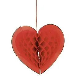 Suspension Coeur Rouge Alvéolé 24 Cm