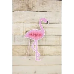 Suspension Flamant Rose Alvéolé 25 Cm