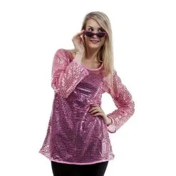 TUNIQUE ADULTE FEMME SEQUINS ROSE