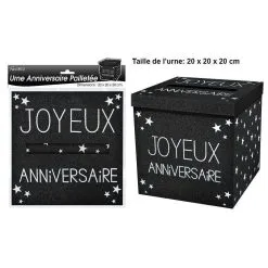 URNE PAILLETTÉE "JOYEUX ANNIVERSARE" NOIR PUR