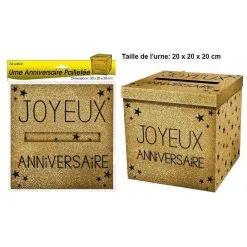 URNE PAILLETTÉE "JOYEUX ANNIVERSARE" OR