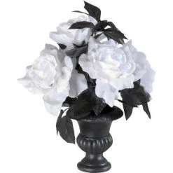 VASE AVEC ROSES BLANCHES LUMINEUSES